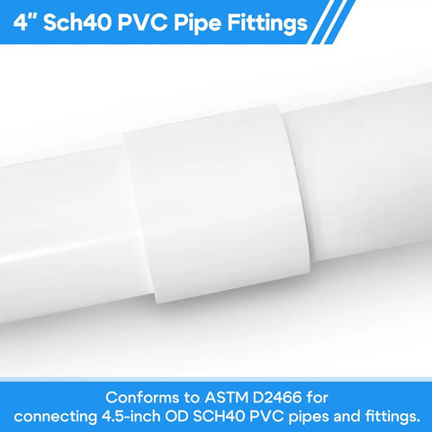 4 Inch PVC Pipe Coupling Adapter Slip To Slip Heavy Duty UPVC Connector For Schedule 40 Plumbing Irrigation And Pool Systems ASTM D2466