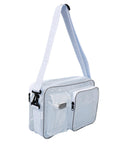 Clear Anti Static Crossbody Satchel For Laptops And Precision Tools Keep Your Sweet Setup Organized And Grab Ready While You Roll To Daily Pro Lab Or Work Site side view with adjustable strap and multiple pockets.