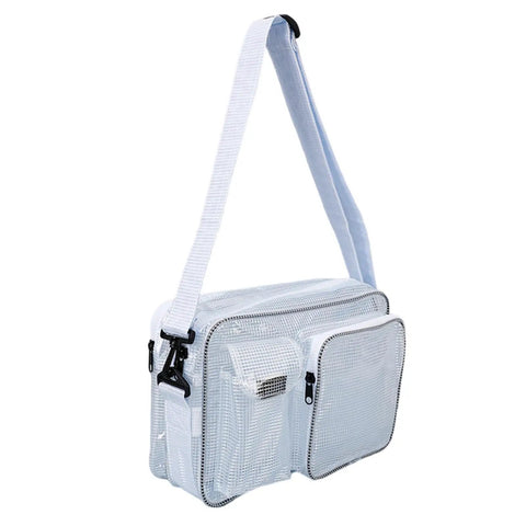 Clear Pvc Crossbody Shoulder Bag For Engineers And Tech Pros Solid Game Changer Heavy Duty Device Tool Case With Spacious Compartments keep your laptop secure and snazzy with adjustable strap.