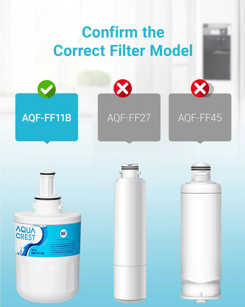 Three Pack Refrigerator Water Filter Replacement For Samsung Da29-00003G Da29-00003A Da29-00003B Da29-00003D Image of correct and incorrect filter models for Samsung refrigerators.
