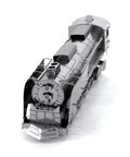 Front view of Steam Locomotive 3D Metal Model Kit Unassembled Hobby Project No Glue Needed Easy To Clip Bend Parts For Ages 14 And Up.