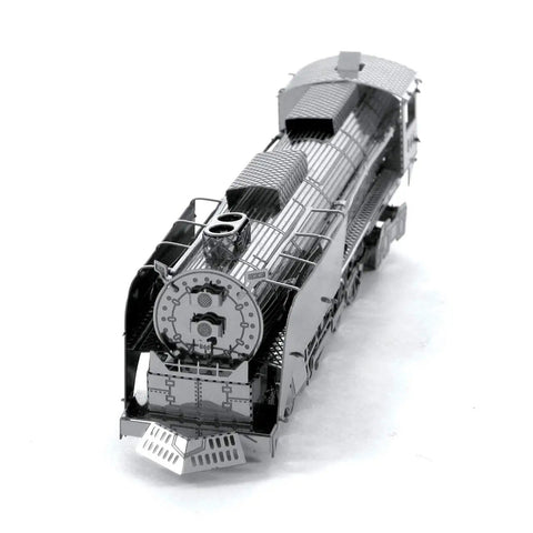 Front view of Steam Locomotive 3D Metal Model Kit Unassembled Hobby Project No Glue Needed Easy To Clip Bend Parts For Ages 14 And Up.