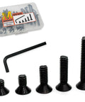 45 Piece 1/4 20 Countersunk Head Socket Cap Screw Assortment Kit With Allen Keys Black Grade 10.9 Carbon Steel Machine Bolts Flat Hex Bolt Set Heavy Duty Fasteners Diy Repair Solid Build Job Rock Solid Reliability Killer Quality Value, black screw kit with Allen key