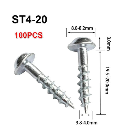 Beefy Woodworking Oblique Hole Self Tapping Screws Galvanized For Pocket Hole Jigs ST4 20 100 Pcs with measurements shown