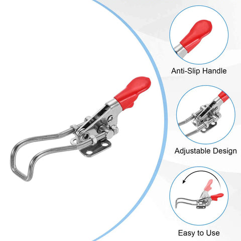 2 Pack Toggle Latch Clamp 40323 M5 X 42mm Quick Release Pull Latches 400lbs Holding Capacity 304 Stainless Steel Hasps For Smoker Lids Jigs Tool Boxes Cases And Doors, red handle
