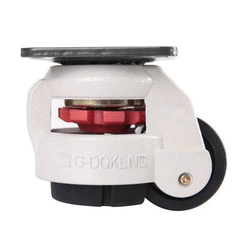 Heavy Duty Retractable Leveling Casters With Durable Nylon Wheels And Beefy Aluminum Hubs Handle Up To 551 Lbs side view showing design and materials