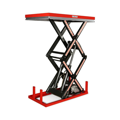 Heavy Duty Electric Hydraulic Double Scissor Lift Table Packing A Badass 2200 Lb Capacity And Dependable 110V Motor Engineered For Warehouse Material Handling And Shop Floors Built Tough To Haul Heavy Gear Smoothly Without Any Sweat Or Extra Strain