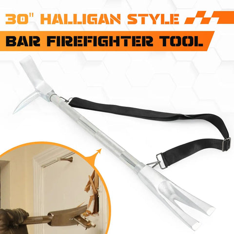 Pro Grade Three In One Halligan Bar For Firefighting And Rescue With Shoulder Strap Forged Steel 30 Inch Emergency Entry Tool