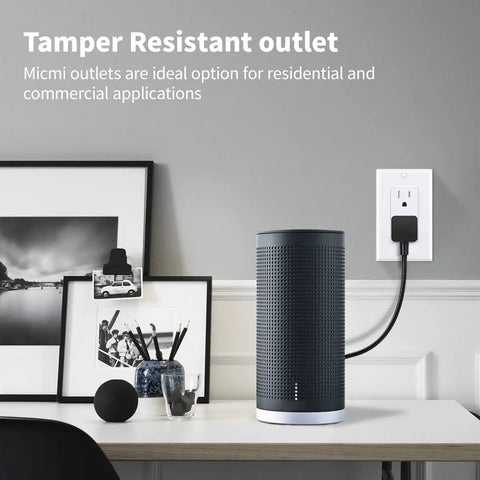 Must Have Decorator Outlet Socket 15 Amp 125 Volt Tamper Resistant Receptacle With Grounding plugged in with black device