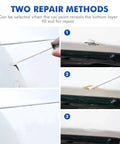 Basque Red Touch Up Paint For Honda Cars DIY Scratch Repair Kit showing application on a car's scratched surface.