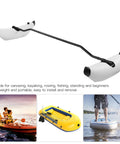 Outrigger Stabilizer Kit with PVC inflatable pontoons for kayaks, shown in use on small boats, offering easy install and balance.