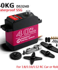 40Kg High Torque RC Servo With Metal Gear Digital HV 6.8V 180 Degree Swing for 1/8 and 1/10 scale RC cars, shown with parts