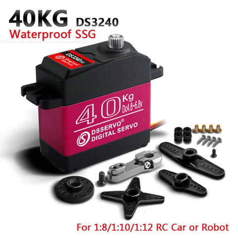 40Kg Beefy High Torque Metal Gear RC Servo For One Eighth And One Tenth Scale Cars 270 Degree Rotation with accessories