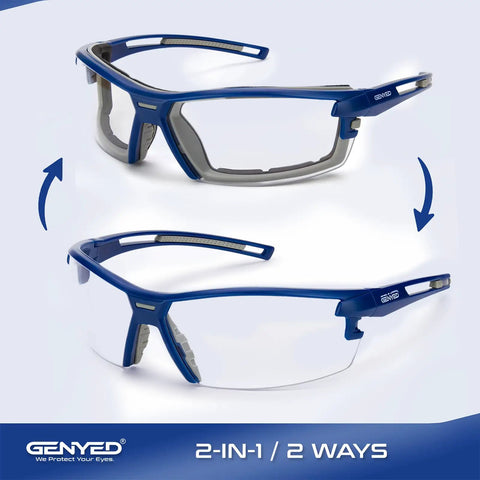 ANSI Z87 Plus Safety Glasses With Removable Foam Gasket Clear Lens Anti Fog Eyewear With Sporty Look That Is Scratch Resistant UV400