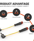 Opuweiy brake pad sensor 4-pack, black housings with yellow wires for E350 W211/W220 C300/C350 (front view).