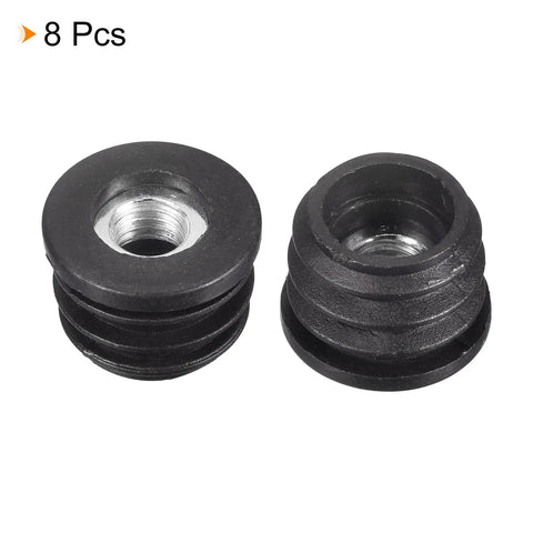 Round Tube Inserts With M8 Thread For 22mm Tubes Black Plastic Plugs Caster Inserts End Caps For Furniture Legs Chairs Desks DIY Projects Eight Pack Built Tough Easy Install No Fuss Leveling