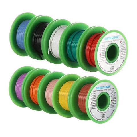 Spools of 22 AWG Silicone Wire Kit, 10 Color Set, 30 Feet Each, Flexible Stranded Tinned Copper Wire For RC Builds And Electronics Prototyping