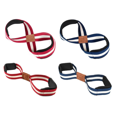 Heavy Duty Lifting Straps For Weightlifting With Figure Eight Design Anti Slip Grip Wrist Support, red and blue colors