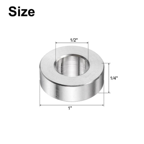 10 Pack Stainless Steel Spacers Half Inch Bore One Inch OD Quarter Inch Length for M12 Screws Bolts and Rods Plain Finish Built Tough Rust Resistant Round Metal Bushings for DIY Projects, 1/2in bore, 1in OD, 1/4in length