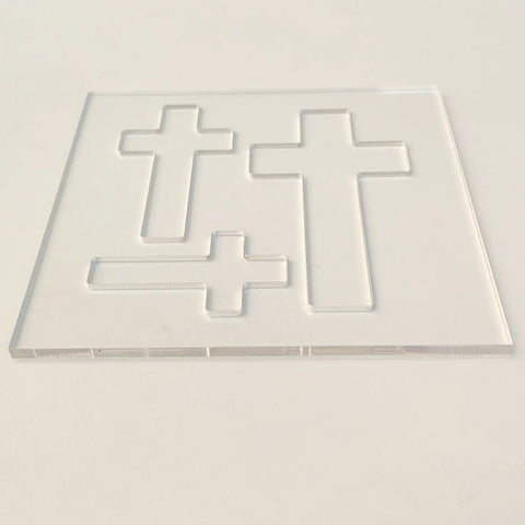 Hella Durable Cross Router Template For Woodworking And DIY Creations Solid Clear Acrylic Ribbon Crosses Inlay Jig With Three Built In Sizes for layouts