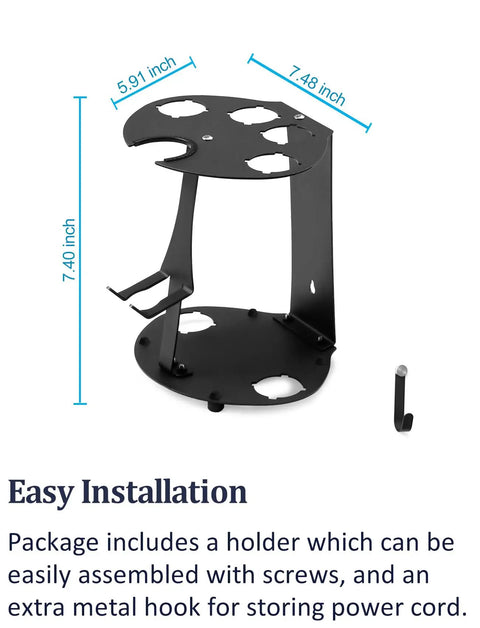 Dyson Airwrap Curling Iron Holder And Attachment Organizer Space Saving Desktop Or Wall Mount Rack dimensions diagram