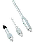 Nine Piece Grease Gun Tip Set With Universal Couplers For All Grease Lubrication Jobs Includes 15.5 Inch Flexible Hose 90 Degree Angled Coupler Needles Seals And Quick Connect Fittings displaying three couplers