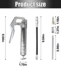 Mini Grease Gun 3000 PSI Heavy Duty Pistol Grip With 9.8 Inch Flexible Hose And 5.9 Inch Rigid Extension For 3 Oz Cartridges