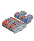Heavy Duty Screwless Wire Connectors No Sweat Quick Splice Block two to four way electrical terminals in grey, ideal for 28 to 12 AWG wiring.