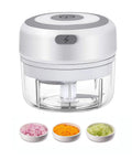 USB Rechargeable Electric Mini Garlic Chopper 100Ml Cordless Food Processor with minced veggies displayed.