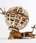 Three Dimensional Wooden Globe Puzzle Kit For Adults, Mechanical World Model, Brain Teaser And Educational Globe Build Set, DIY Wooden Globe Craft Hobby For Adults To Build And Show Off, assembled wooden globe