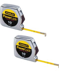 Compact Tape Measure 1/4 Inch By 10 Feet With Chrome Plastic Case Pack Of 2, Tru Zero Hook Doubles As Pivot For Circles And Arcs