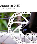 Cassette disc for mountain bike brake system, designed to mount directly to hub for enhanced stopping power.