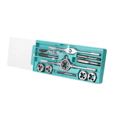 Fafeicy Alloy Steel Tap And Die Set With Adjustable Wrench 12 Or 20 Piece Thread Repair Kit, M6-M8 in case