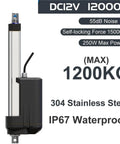 Heavy Duty Workhorse 12000N Electric Linear Actuator 12V DC With 1200MM Stroke And IP67 Waterproofing powered by 250W motor.