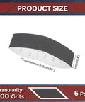 No Sweat Heavy Duty 4 X 36 Inch Sanding Belts 600 Grit Silicon Carbide Abrasive showing size and dimensions for 6 piece bundle.