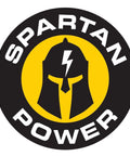 Spartan Power logo with helmet and lightning bolt on a circular design.