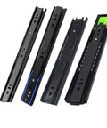 Heavy Duty Wide Buffer Drawer Slide Rails 16 Inch Black Steel Ball Bearing Guide Three Section Rebound Designed For Soft Close Operation