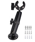 Heavy Duty Anti Vibration Trolling Motor Stabilizer Mount With 360 Degree Aluminum Bracket And Dual One Inch Rubber Ball Clamp, black clamp and base.