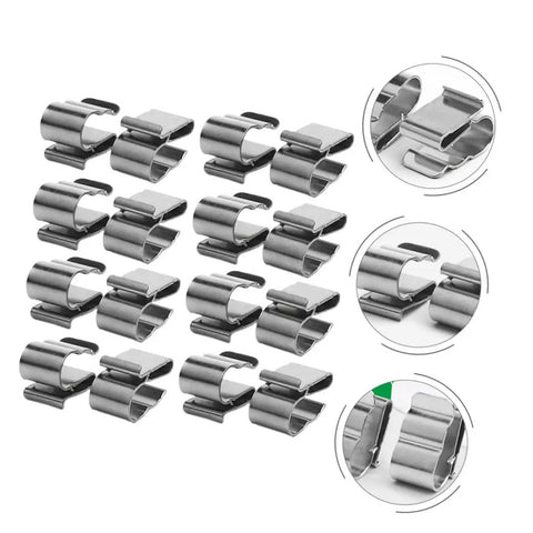 Hella Tough 50 Pack Stainless Steel Solar Cable Clamps For Photovoltaic Wire Management, various angles of UV resistant clip brackets.