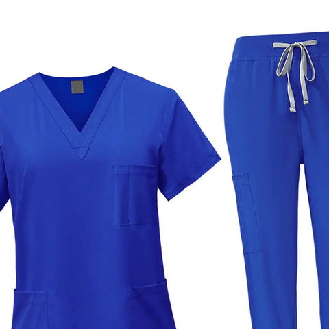 Womens Nurse Scrubs Set Royal Blue Top And Jogger Pants Machine Washable Workwear For Spa Beauty Clinics Pet Grooming And Healthcare Pros Easy Care XL Dope Comfort All Day