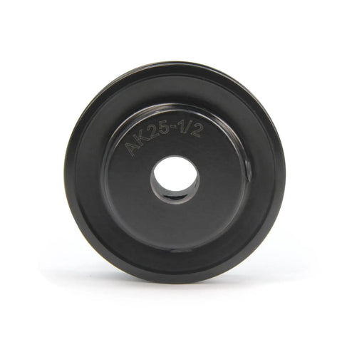 Single Groove Web Sheave For V Belt, 2.5 Inch Outside Diameter, 0.5 Inch Bore, Cast Iron Pulley, 1 Groove, front view