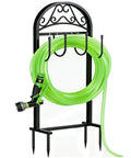 Garden Hose Holder Stand Rustproof Freestanding Heavy Duty With Beefy Metal Frame And Hanger For Outdoor Yard Storage