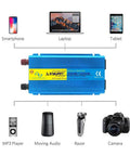 Powerful 500W continuous pure sine wave car inverter 24V DC to 110V 120V AC with 2 sockets and USB port for electronic devices