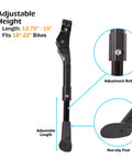 Center Mount Kid Bike Kickstand with adjustable length and non-slip foot for 18, 20, and 22-inch bikes, keeps ride upright.