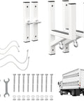 Built Like A Tank Adjustable Aluminum Cargo Trailer Ladder Rack Handles Two Heavy Ladders Without Breaking A Sweat, includes hooks and straps.