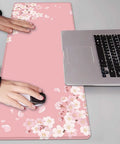 Pink Cherry Blossom Desk Pad 31.5 By 11.8 Inches With Non Slip Rubber Base Large Gaming Mouse Pad For Work And Play