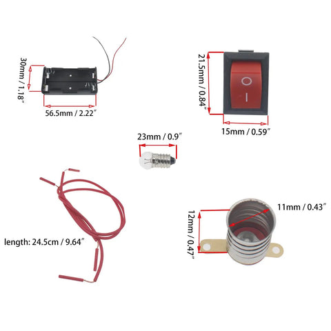 DIY Electrical Circuit Experiment Kit For Home School Students Easy Beginner Electronics Set components with dimensions