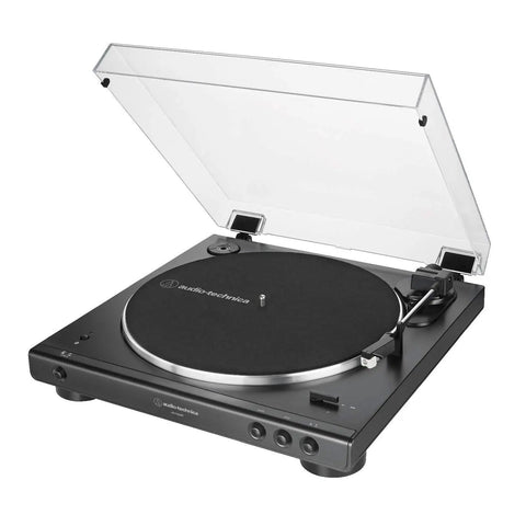 Bluetooth Fully Automatic Belt Drive Turntable With Dust Cover And Die Cast Aluminum Platter shown with open dust cover