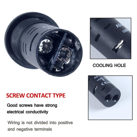 High-Performance 2-Pack 16mm 12V Intermittent Buzzer with Vibrant Red LED Flash Indicator, close-up of screw contact type.