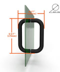 Back To Back Glass Shower Door Handle For 1/4 To 1/2 Inch Thick Glass, Matte Black 304 Stainless Steel, dimensions shown